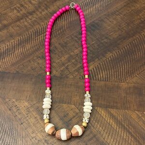 Pink and Cream Beaded Necklace